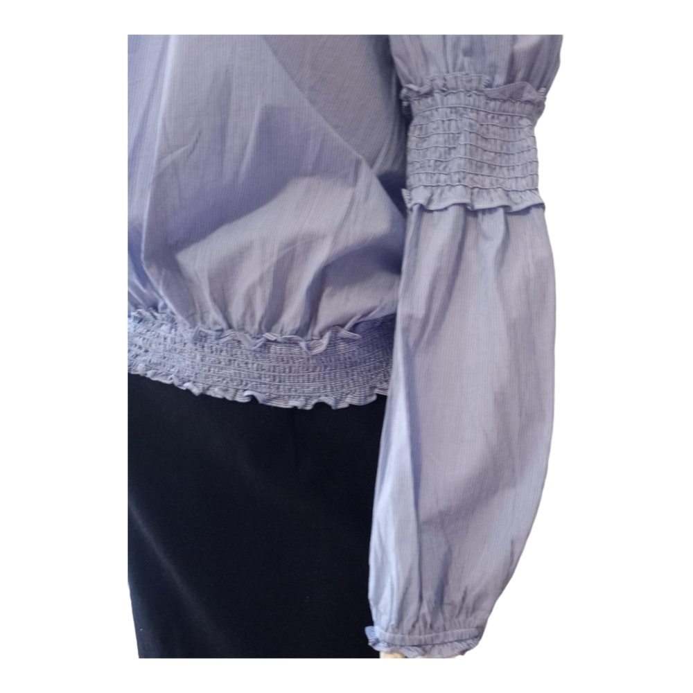 Max Editions Women’s Blue Striped Off Shoulder Smocked Blouse XL - Picture 3 of 11